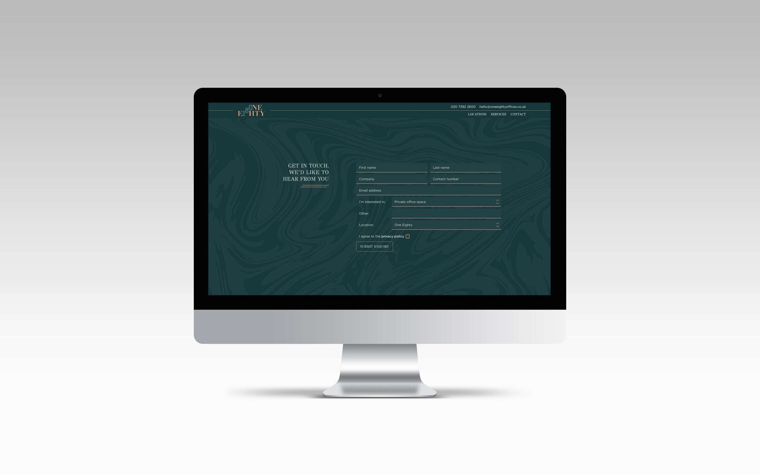 180 contact page on iMac