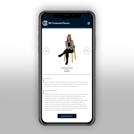 JDC corporate Finance team on mobile