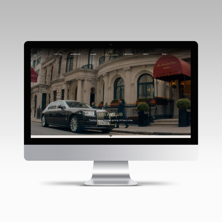 Les Ambassadeurs homepage on iMac