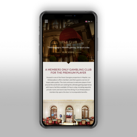 Les Ambassadeurs website page on mobile