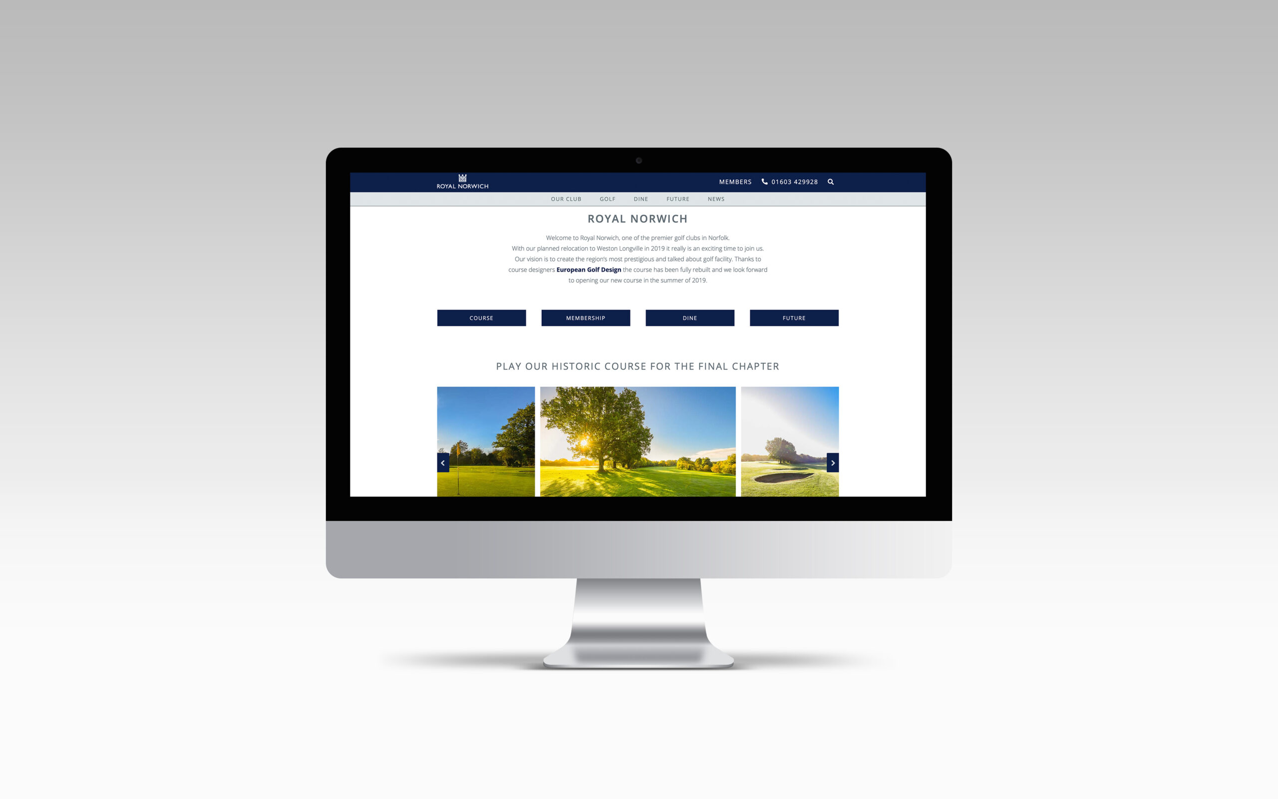 Royal Norwich website on iMac