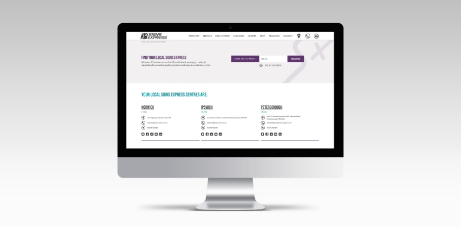 Signs Express location finder on iMac